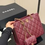 Chanel Small Shopping Bag Gold Tone Burgundy 31Cm AS4940 B17067 NY570 - Image 3
