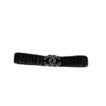 Chanel Cc Elastic Belt Leather With Silver Metal 30Mm