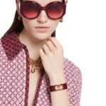Set Gucci Cuff Bracelet And Ring Interlocking Enamel Red Gold Tone - Image 4