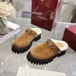 Gucci Horsebit Shearling Mules In Brown Suede - Image 4