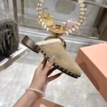 Miumiu Suede Clogs Beige - Image 6