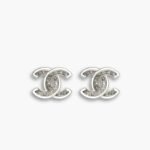 Chanel Stud Earrings Silver White And Crystal ABE867 B19263 NADDV