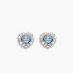 Chanel Heart Motif And Crystal Earrings Blue