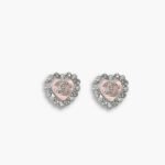 Chanel Heart Motif And Crystal Earrings Pink