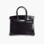 Hermes Birkin Silver Hardware Black Shiny 25Cm