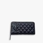 Chanel Cambon Zip Around Long Wallet Black 19Cm