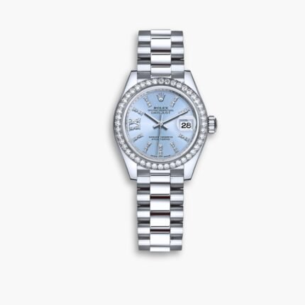 Rolex Lady Datejust 28 Ice Blue Dial Platinum Diamond Watch 28mm 279136IBLSRDP