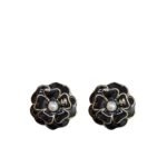 Chanel Camellia Earrings Black