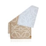 Loewe Anagram Scarf In Wool Beige And White F811257X79 2147