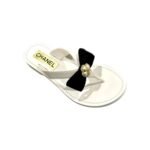 Chanel Thong Slide White Camellia Cc Logo Bow White