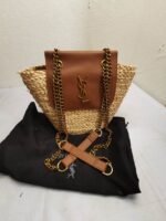 Saint Laurent Mini Manon In Raffia And Aged Vegetable Tanned Leather Naturel 23cm 774269GAAED9051 - Image 5